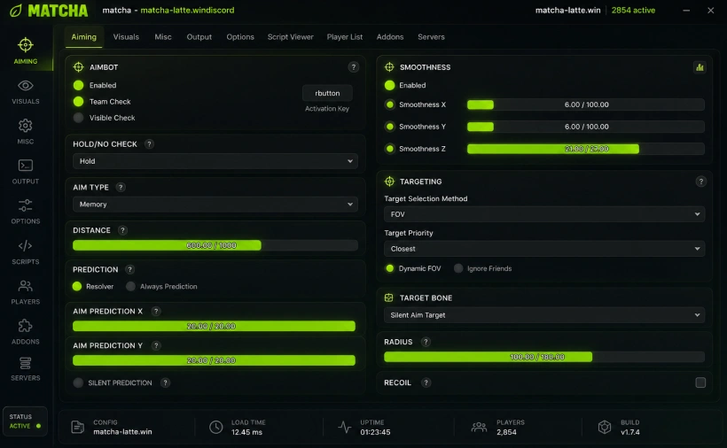 Matcha External Dashboard UI